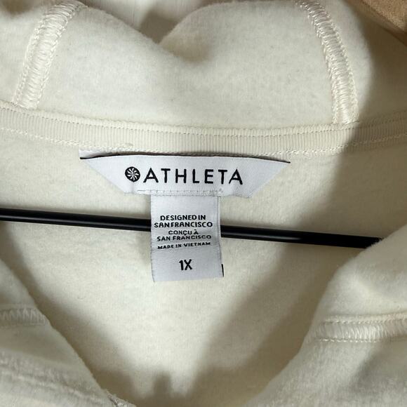 Athleta Balance Microfleece Sweatshirt Size 1X Ivory Full Zip Activewear Hoodie - Picture 9 of 10